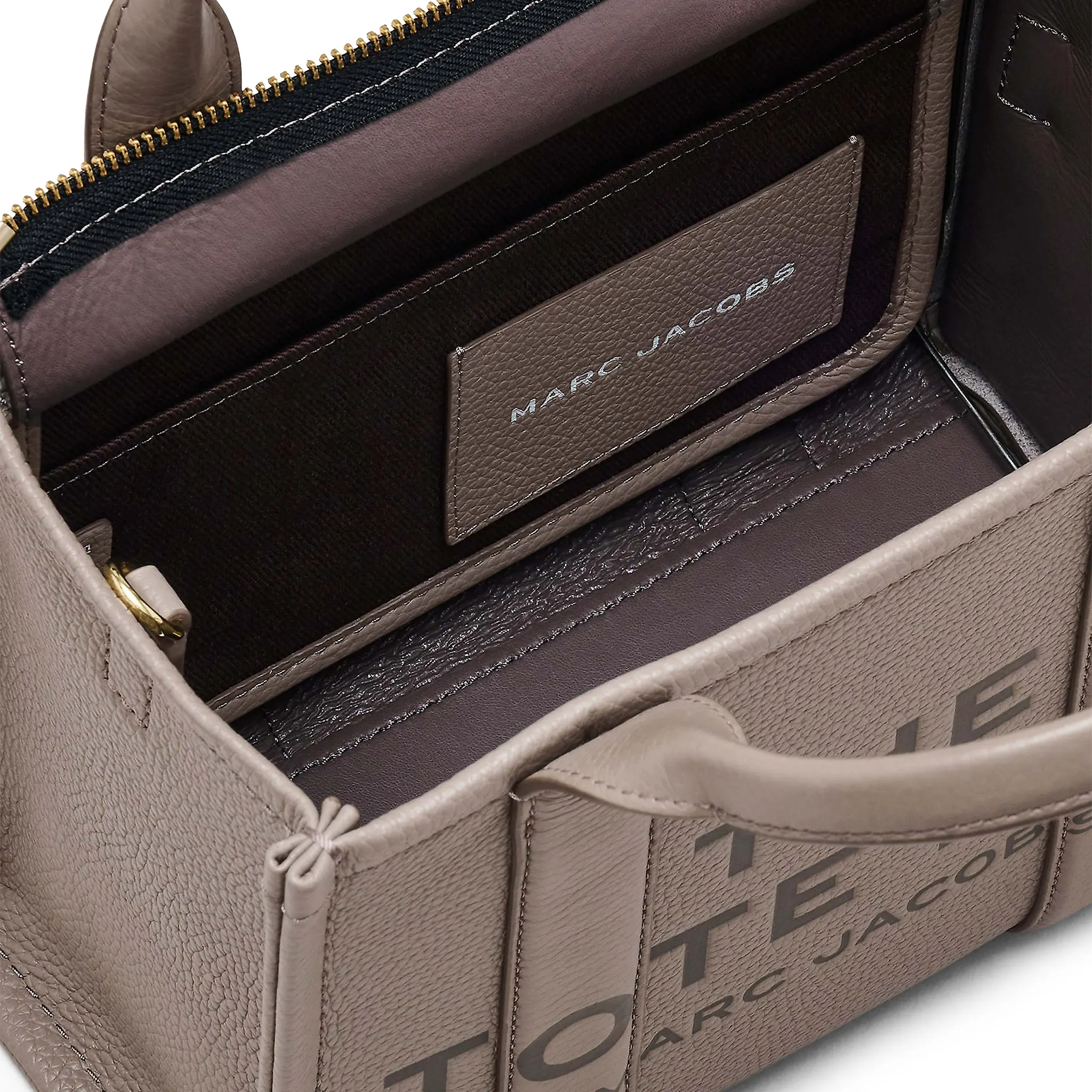 Inside Front View of Mark Jacobs Small Leather Cement Tote Bag H009L01SP21